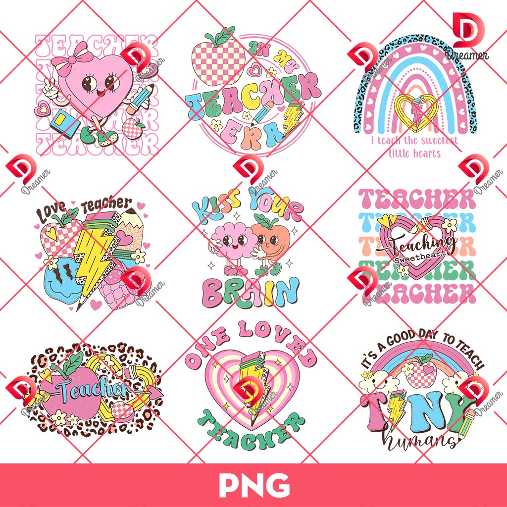 Bundle Teacher Valetine's Day PNG, Teacher Love PNG Bundle