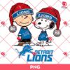 Charlie Brown And Snoopy Lions NFL Christmas PNG, Peanuts Detroits Lions Football Christmas PNG