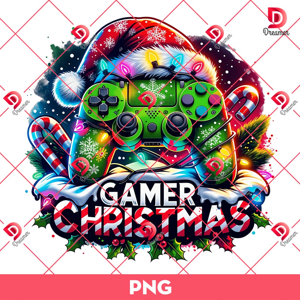 Christmas Game Controller PNG, Gamer Christmas PNG