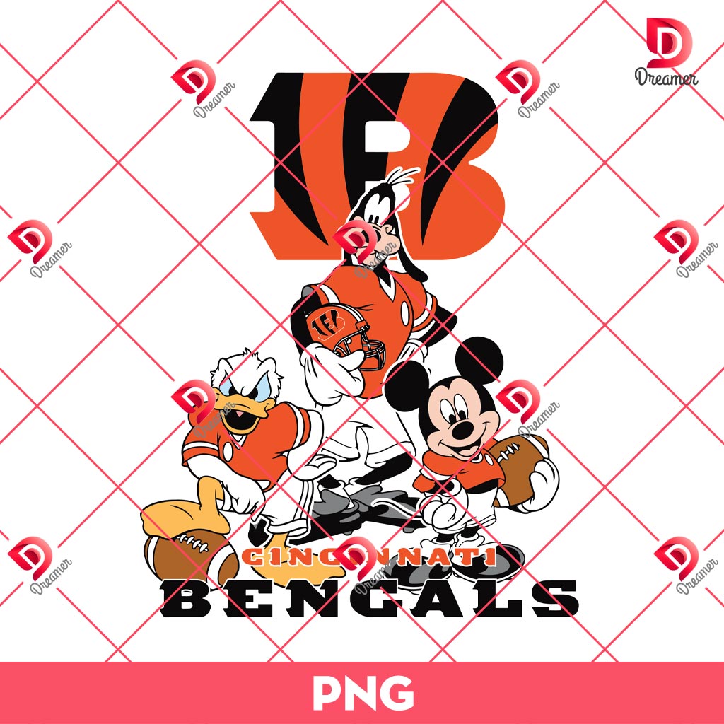 Cincinnati Bengals Disney Friends PNG, NFL Football Mickey Mouse And Friends PNG
