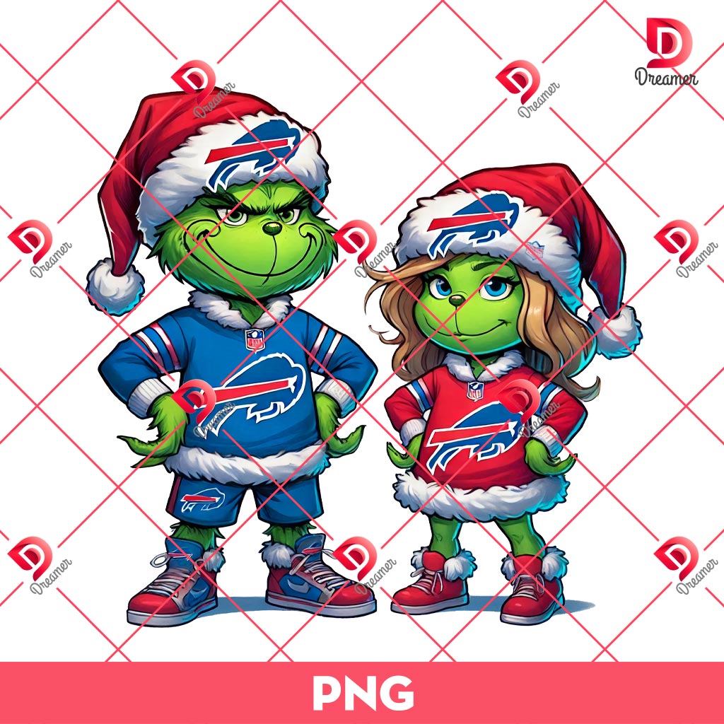 Couple Grinch Buffalo Bills PNG, Grinchmas NFL Football Bills Team PNG