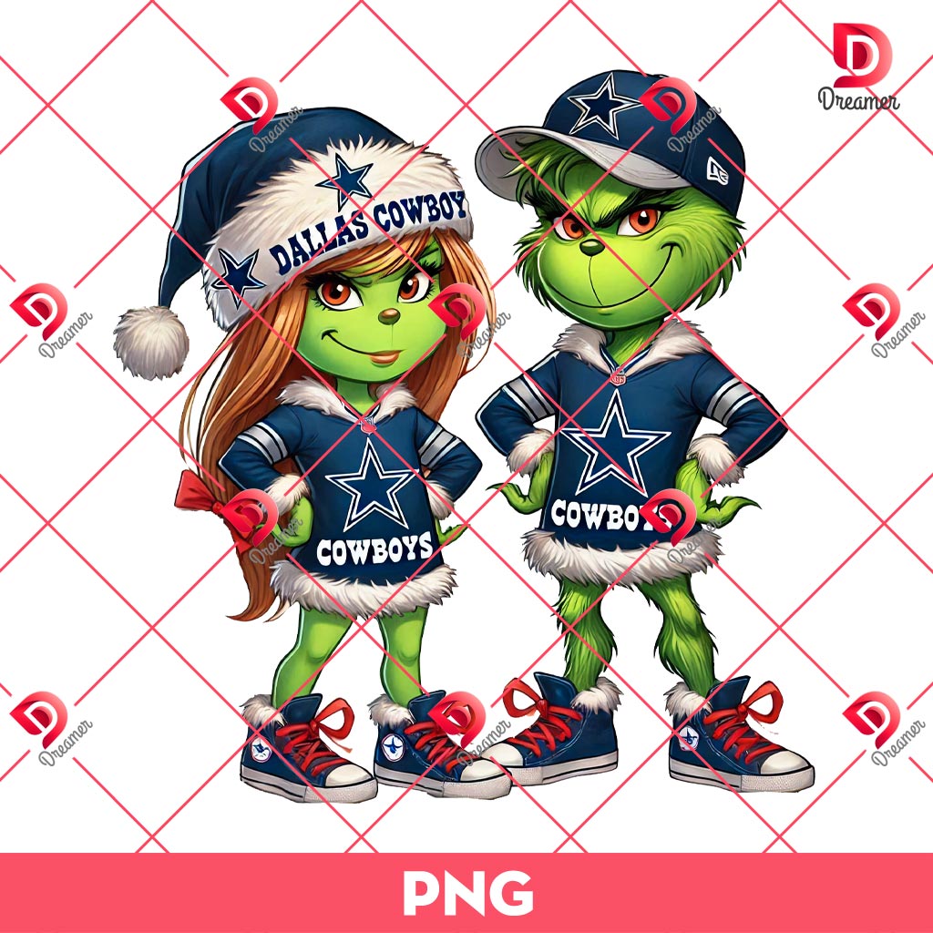 Couple Grinch Dallas Cowboys PNG, Grinchmas Dallas Cowboys NFL Football PNG