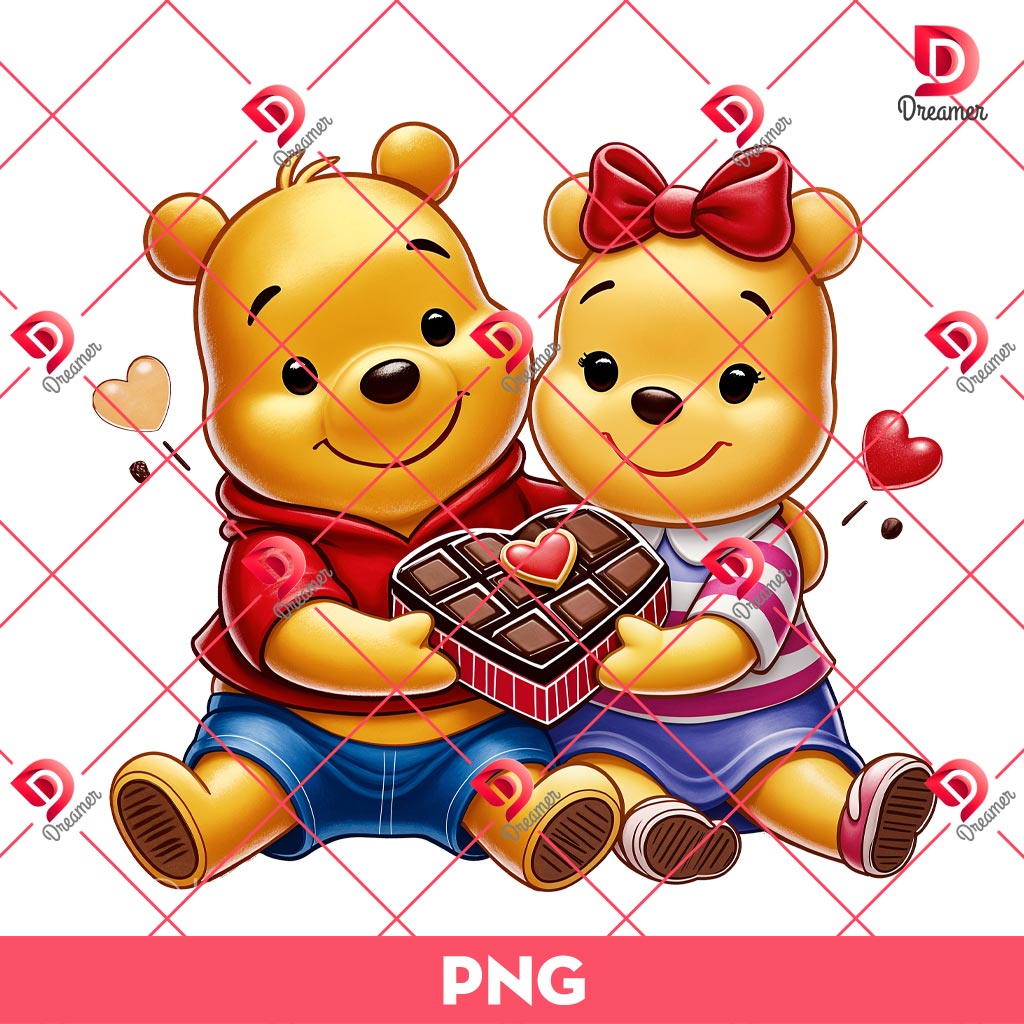 Couple Pooh Bear PNG, Disney Winnie The Pooh Valentine PNG