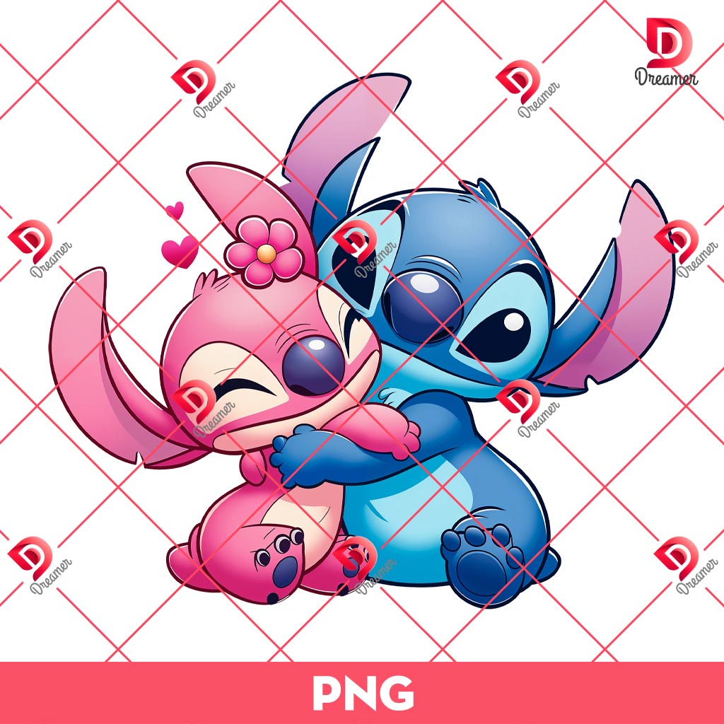 Couple Stitch Valentines Day PNG, Disney Valentines PNG