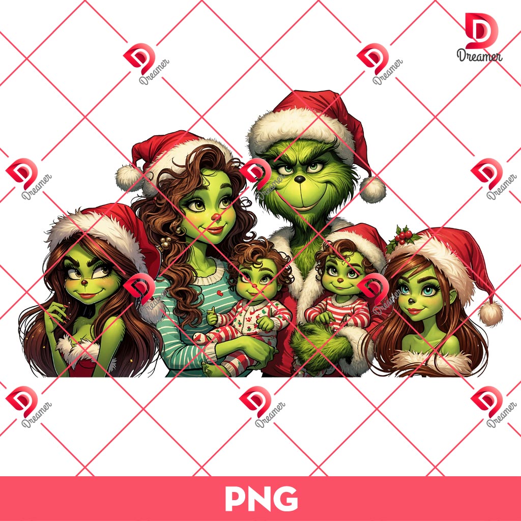 Cute Grinch Family PNG