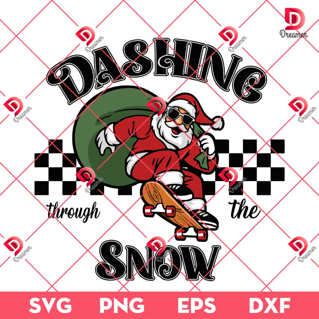 Dashing Through The Snow Santa Claus SVG PNG, Retro Santa Merry Christmas SVG PNG
