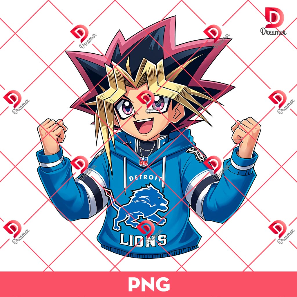 Detroit Lions Yugi Oh PNG, Yugi Oh Football NFL PNG
