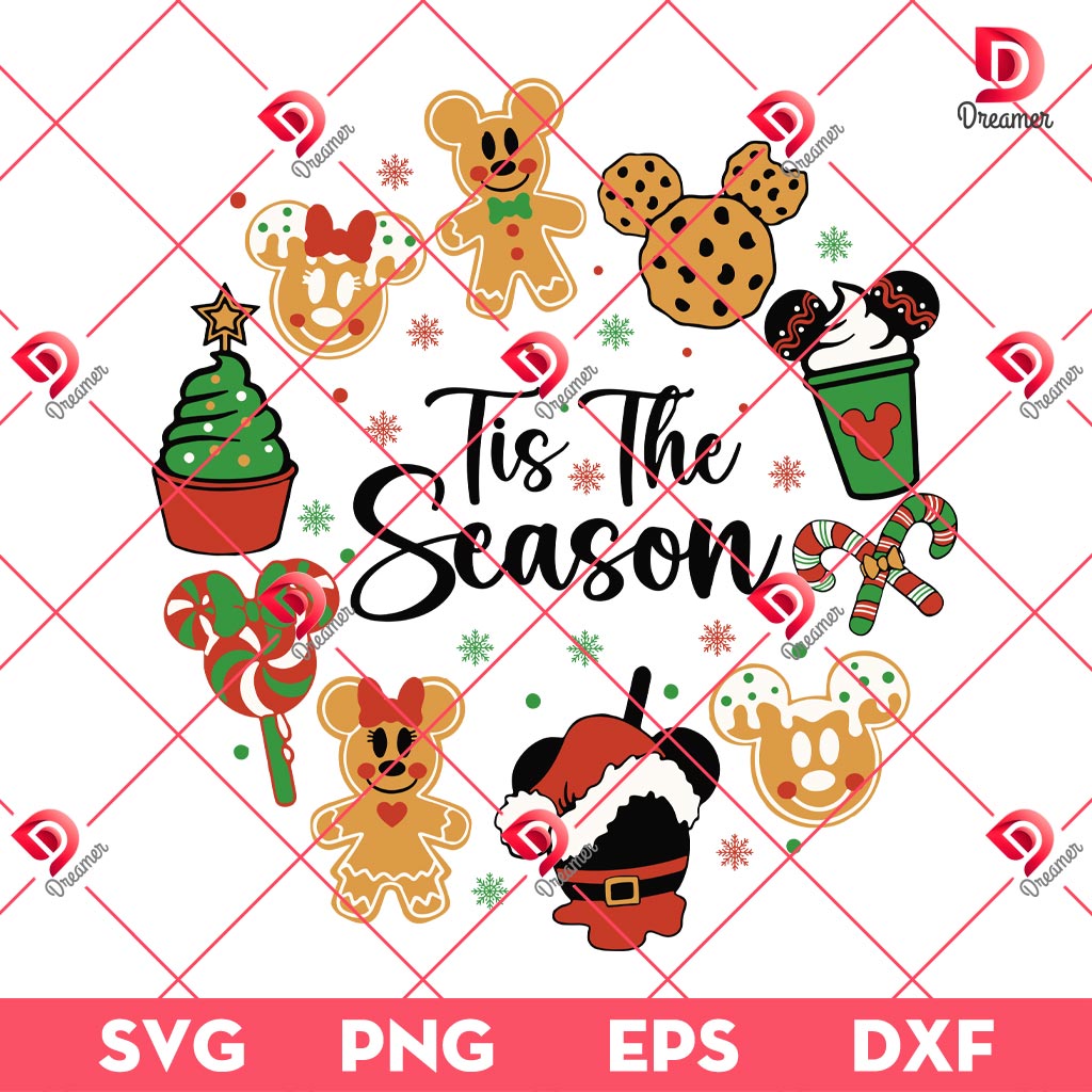 Disney Christmas Tis The Season SVG PNG, Disney Friends Christmas SVG PNG