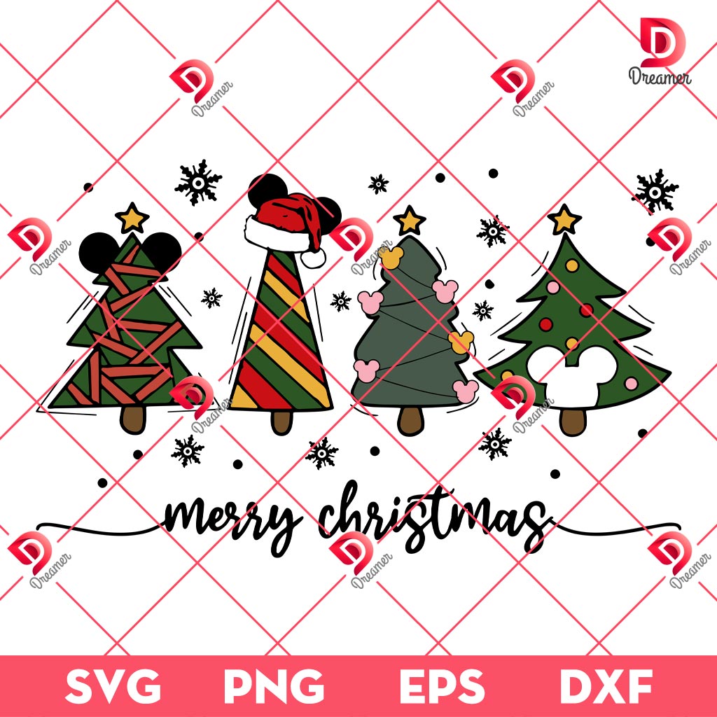 Disney Mouse Friends Christmas Tree SVG PNG, Mickey Friends Christmas SVG PNG EPS DXF