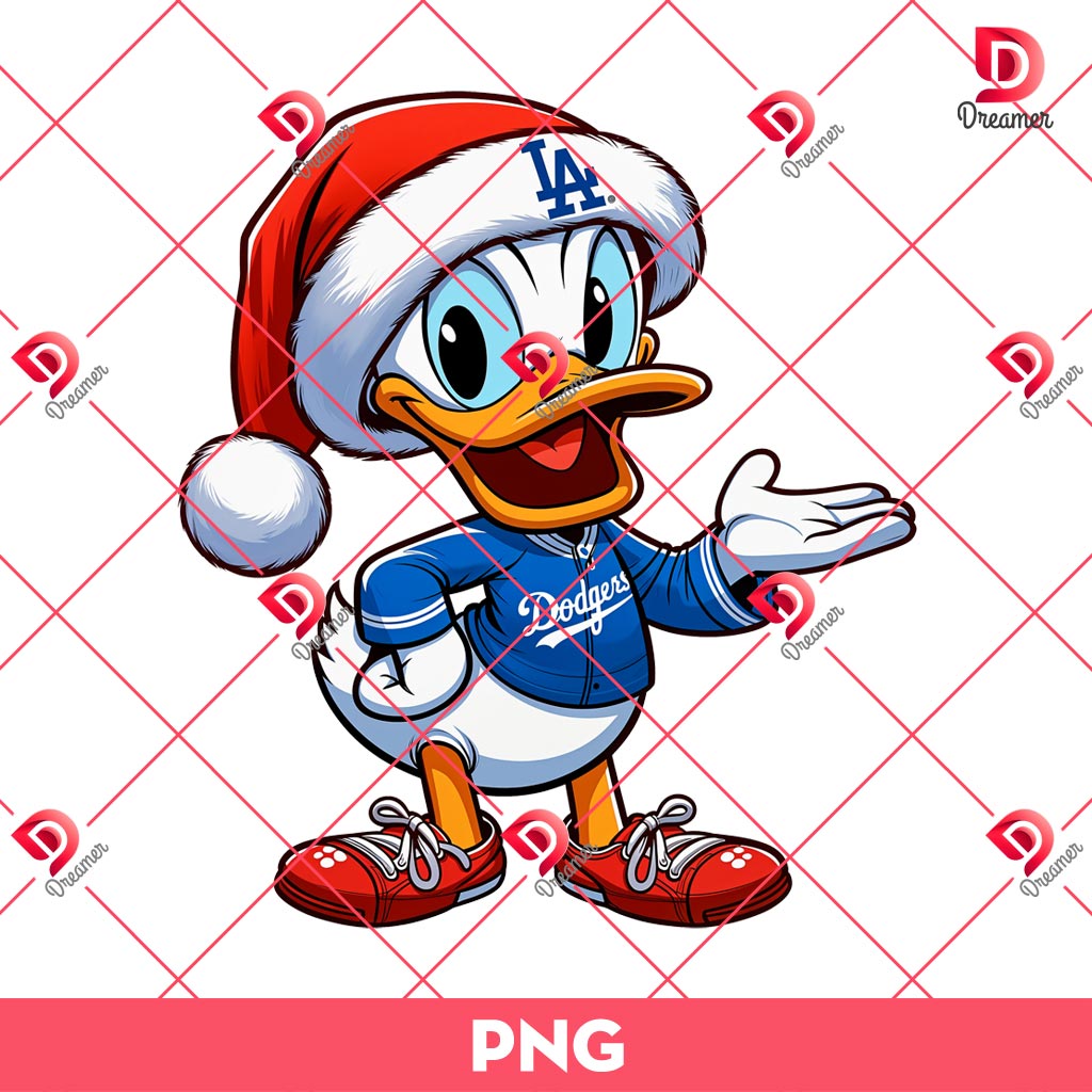 Donald Dodgers Christmas PNG, Merry Xmas Disney Donald Duck Los Angeles Dodgers Baseball PNG