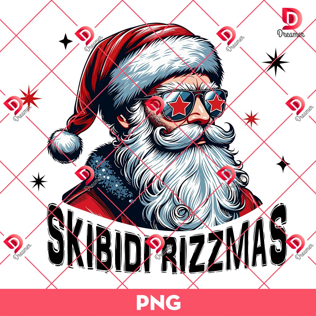 Funny Rizzler Santa Claus PNG, Skibidi Rizzmas PNG, Merry Rizzmas Sigmas PNG