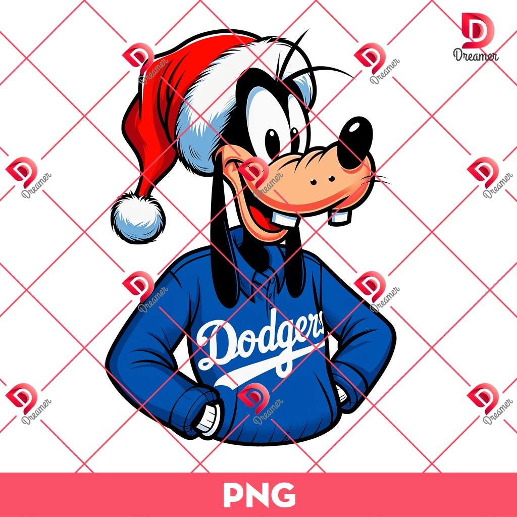 Goofy Dodgers Christmas PNG, Merry Xmas Disney Goofy Dog Los Angeles Dodgers Baseball PNG