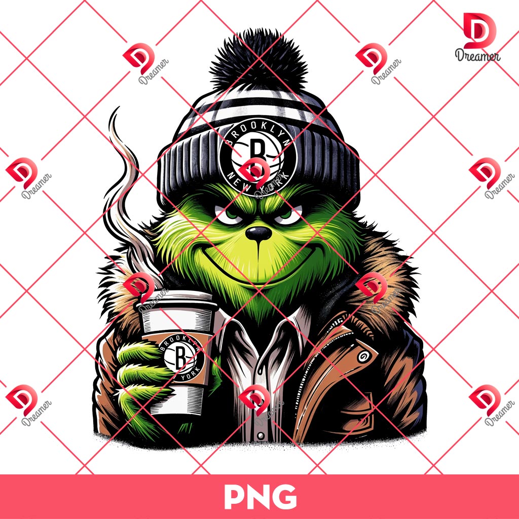 Grinch Brooklyn Nets PNG, Grinchmas NBA Basketball Brooklyn Nets PNG
