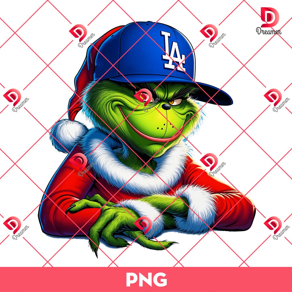 Grinch Christmas LA Dodgers PNG, Grinchmas Baseball Dodgers PNG