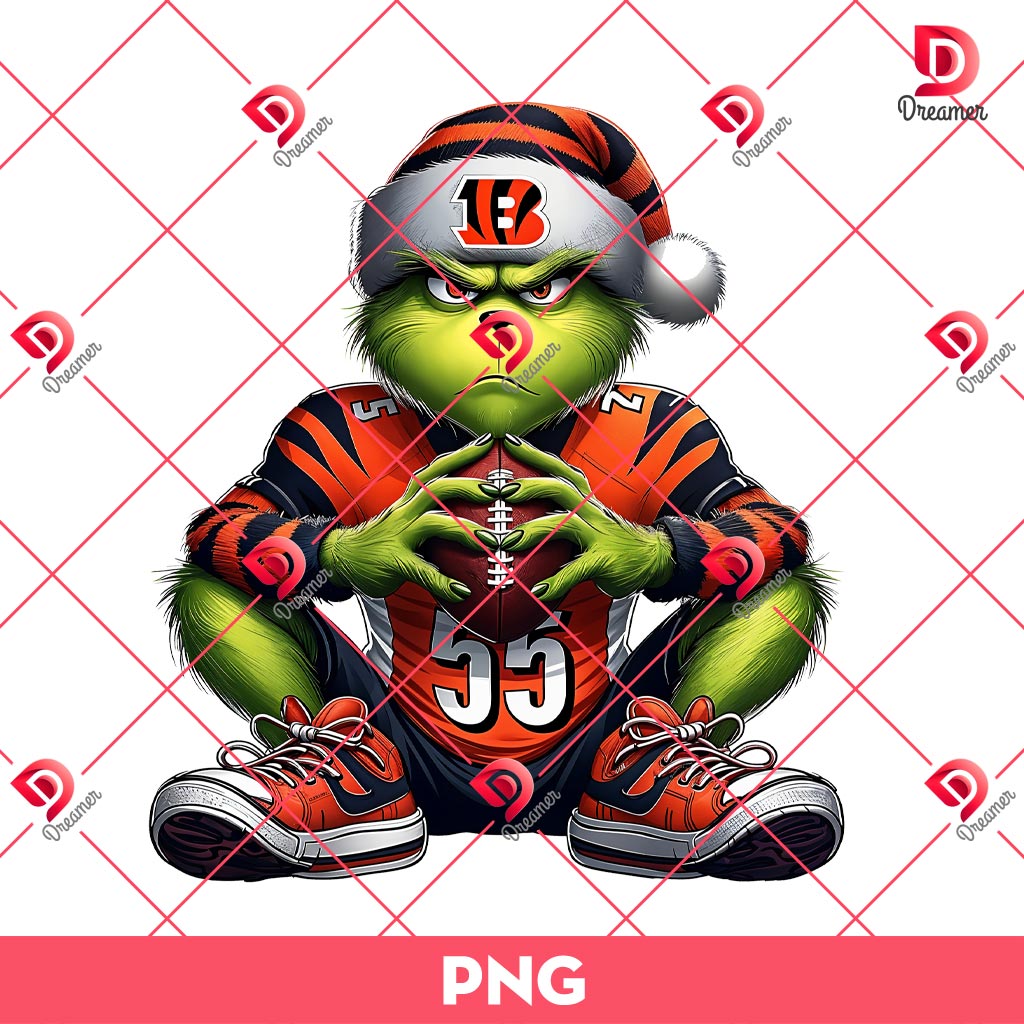 Grinch NFL Cincinnati Bengals PNG, Grinchmas Football PNG