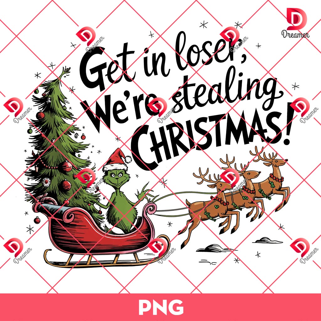 Grinch We're Stealing Christmas PNG, Funny Christmas Character PNG