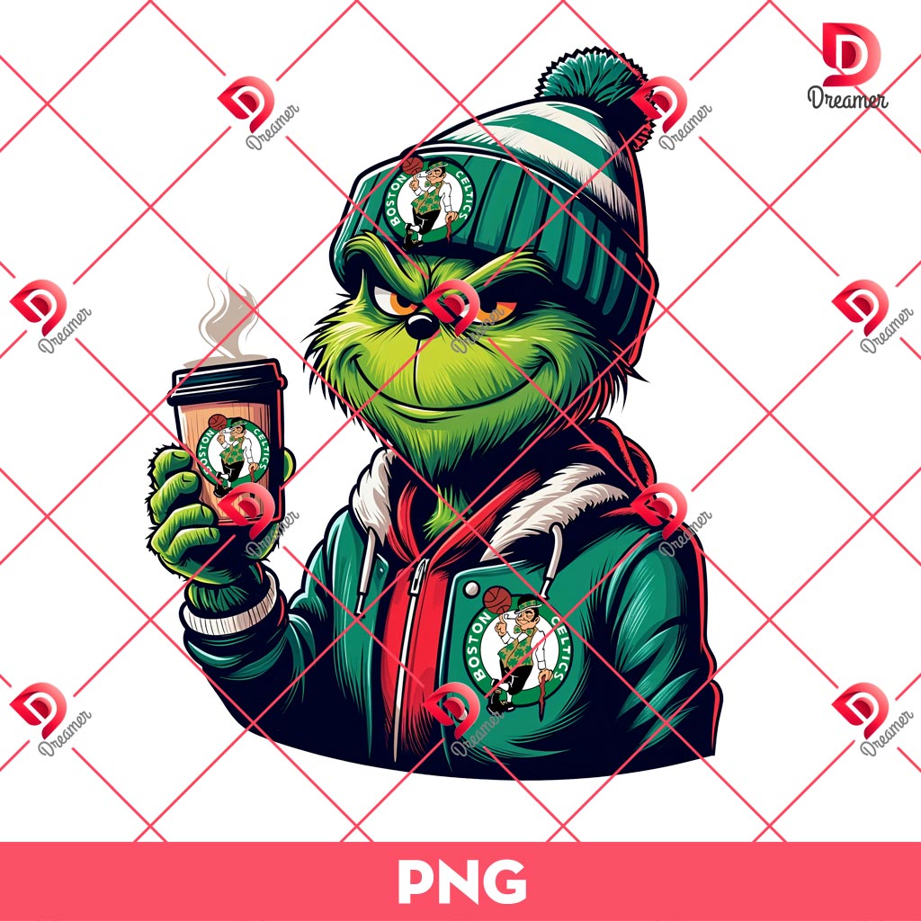 Grinchmas Boston Celtics Basketball PNG, Grinch NBA Celtics PNG