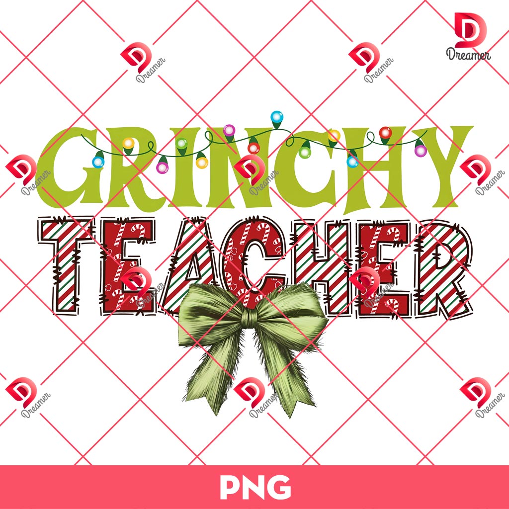Grinchy Teacher PNG, Christmas School Shirt Design PNG