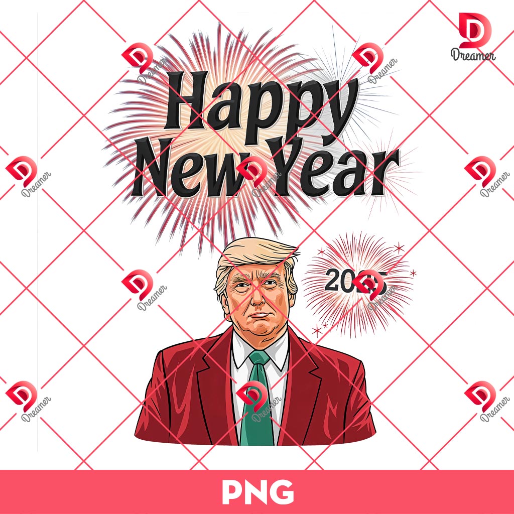 Happy New Year 2025 Trump PNG
