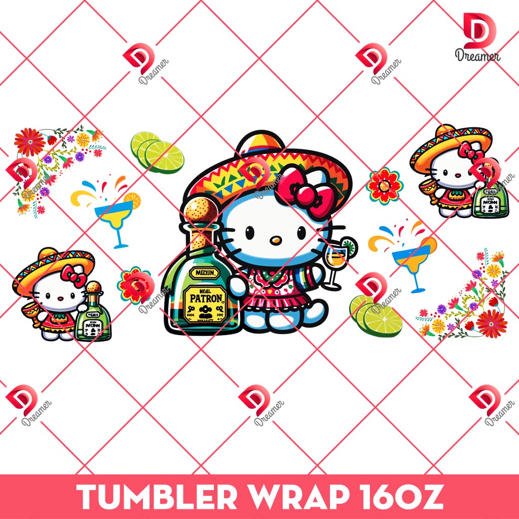 Hello Kitty Cinco De Mayo Tumbler Wrap 16oz PNG
