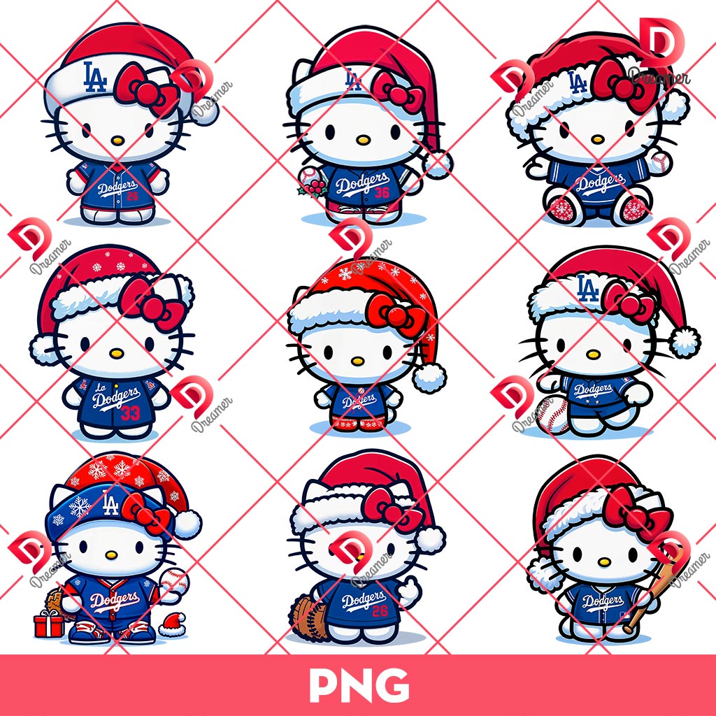 Hello Kitty LA Dodgers Christmas PNG Bundle