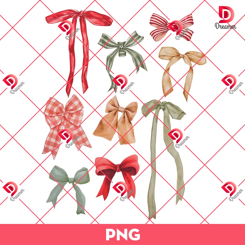 Holiday Christmas Coquette Bow PNG, Holiday Bow Show PNG