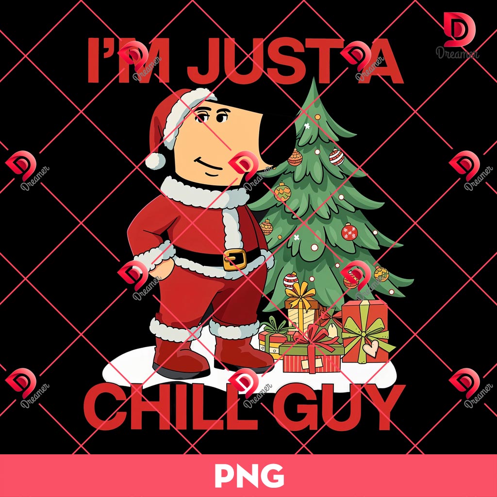 Im Just A Chill Guy Xmas PNG, Chill Guy Merry Christmas Santa Claus PNG