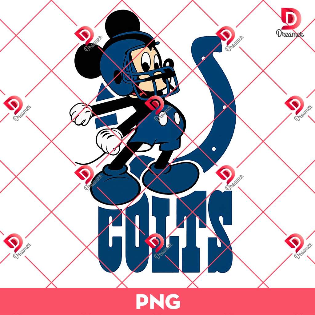 Indianapolis Colts Mickey Mouse PNG, Retro Mickey NFL Football PNG