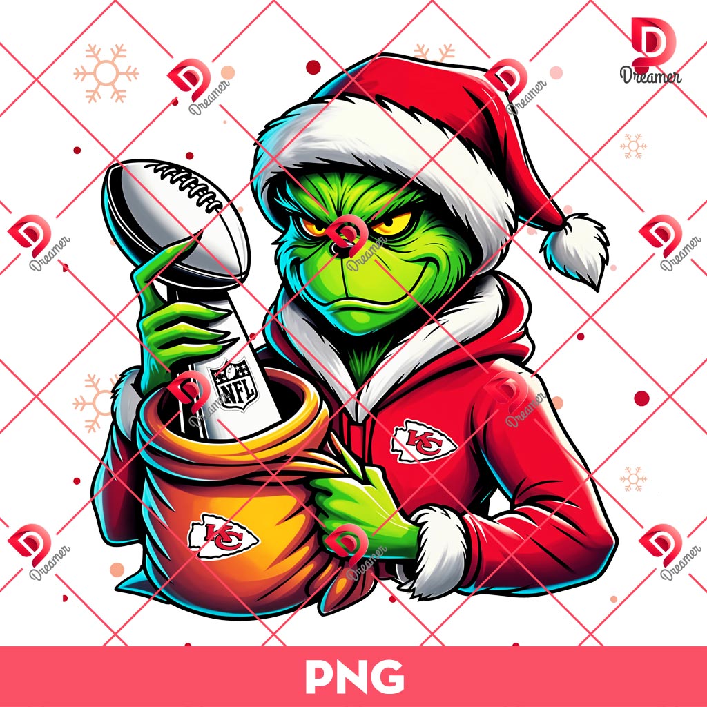 Kansas City Chiefs Christmas PNG, Football Grinch Christmas PNG