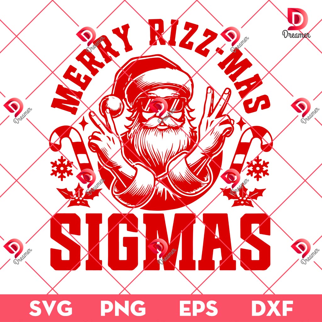 Merry Rizzmas Sigmas Santa PNG SVG, Funny Merry Rizzmas Santa Claus PNG SVG