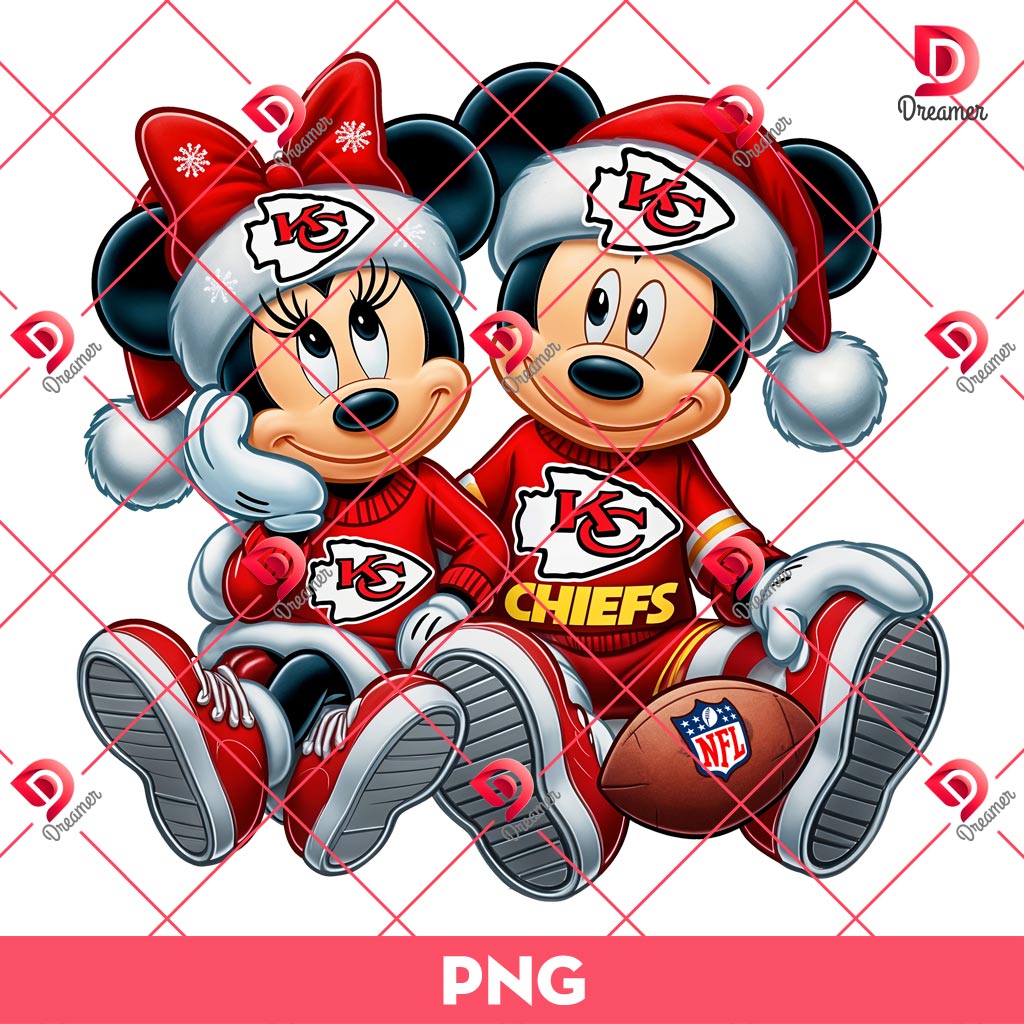 Mickey Minnie Chiefs Christmas PNG, Kansas City Chiefs Disney Mouse Christmas PNG