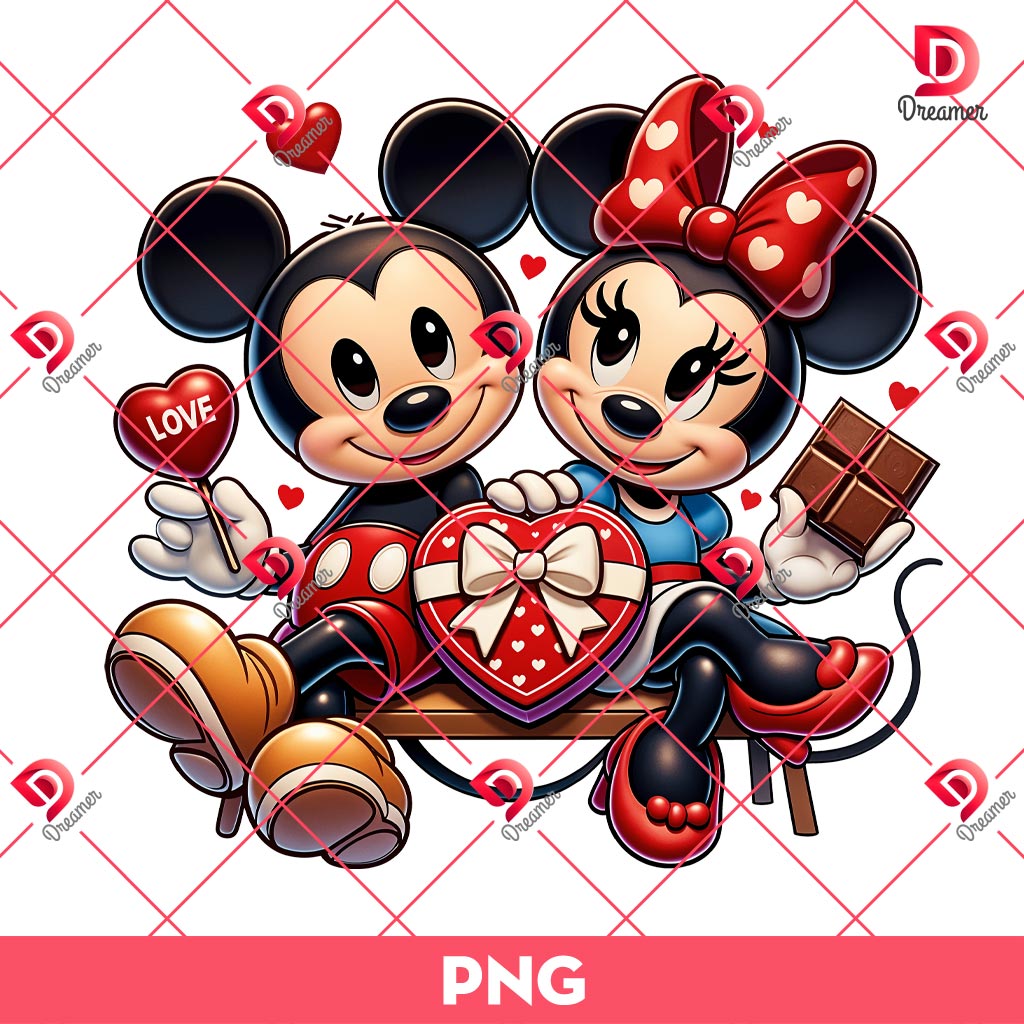 Mickey Minnie Valentine's Day PNG, Disney Couple Valentine PNG