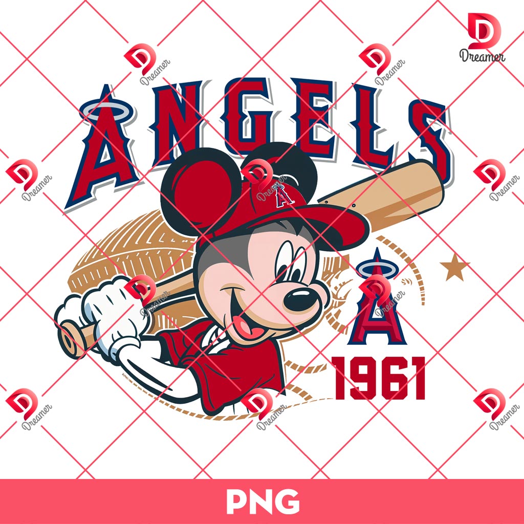 Mickey Mouse Los Angeles Angels Baseball PNG, Disney Mouse Angels MLB PNG