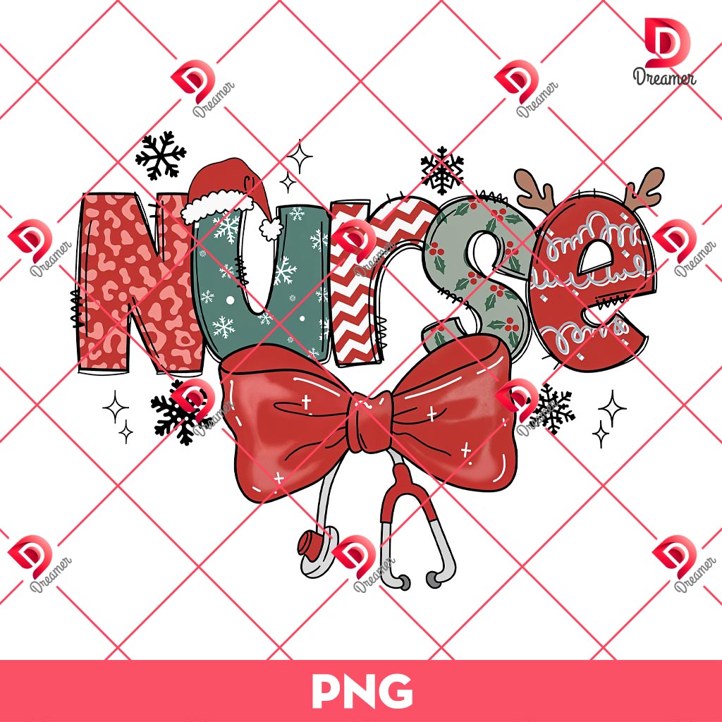 Nurse Coquette Christmas PNG, Nurse Coquette Bow PNG