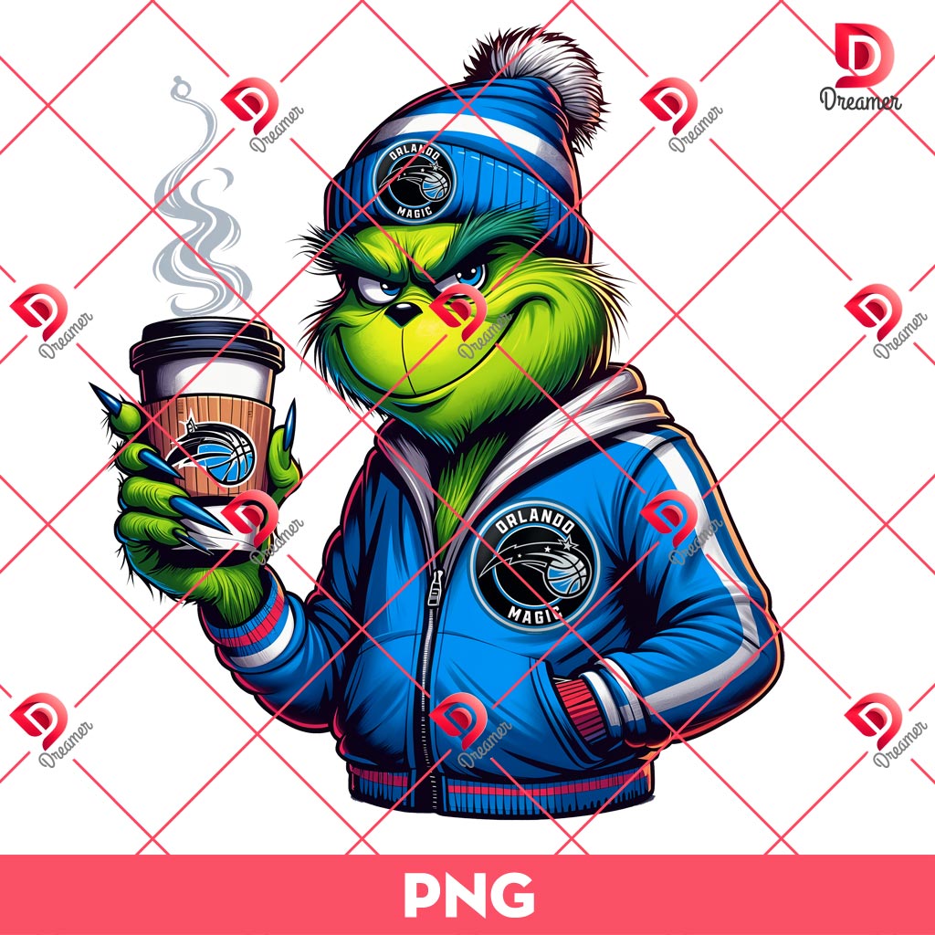 Orlando Magic Grinch PNG, Grinchmas NBA Basketball Orlando Magic PNG