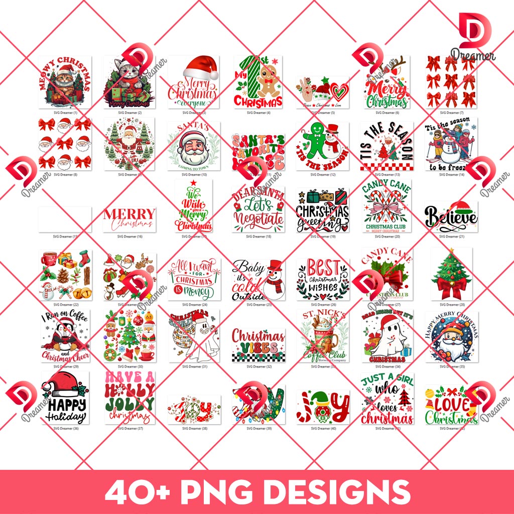 Retro Christmas PNG Bundle, Bundle Merry Christmas 2024 PNG