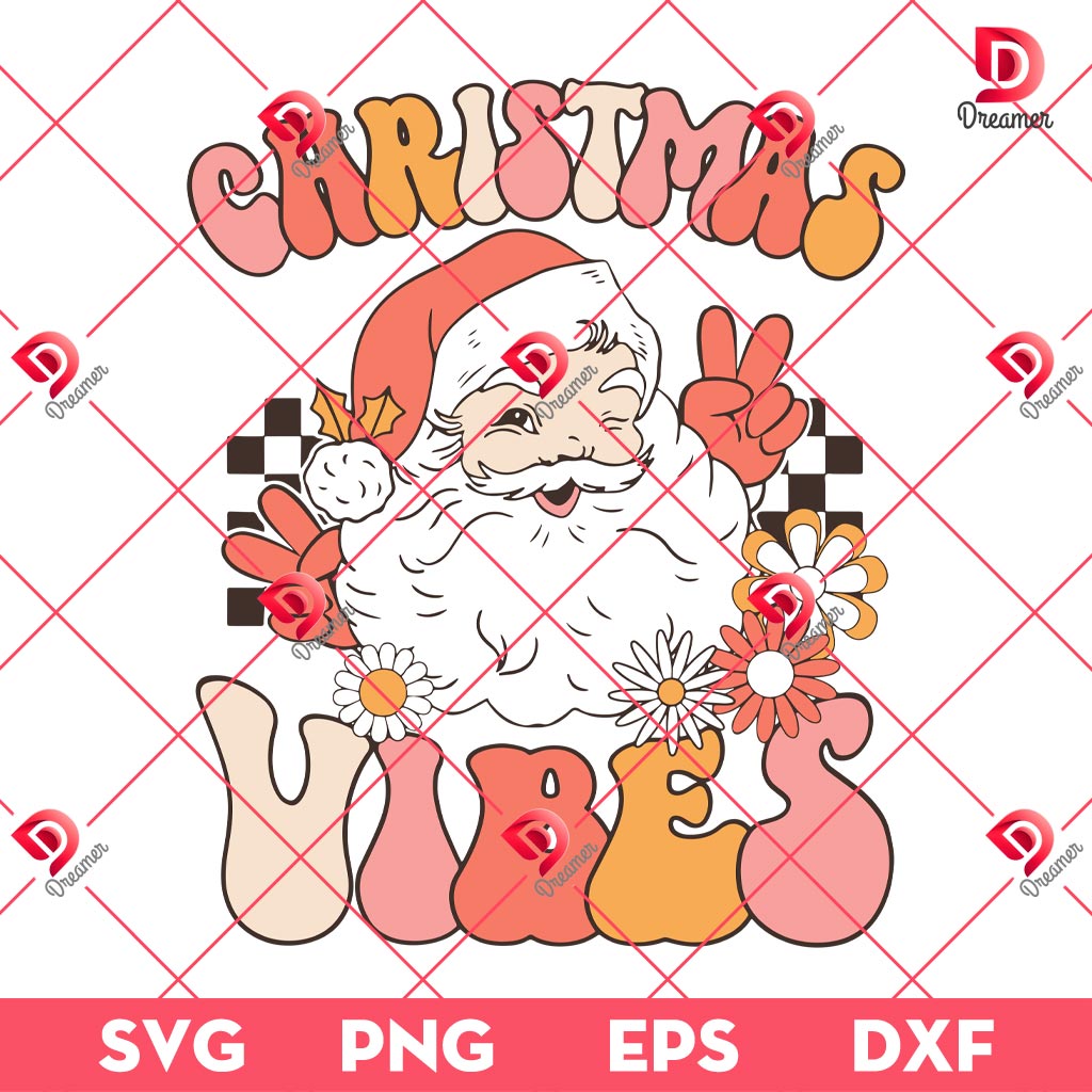 Retro Christmas Vibes SVG PNG, Vintage Santa Claus Christmas SVG PNG