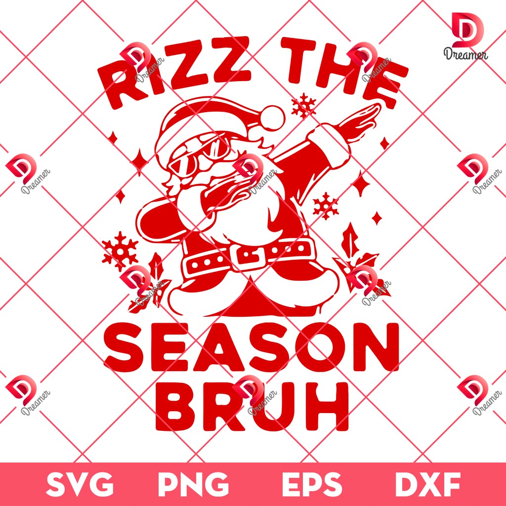 Rizz The Season Bruh SVG PNG, Funny Christmas Rizzmas Santa PNG SVG