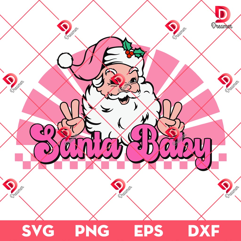 Santa Baby SVG PNG, Christmas Pink Santa Claus PNG SVG