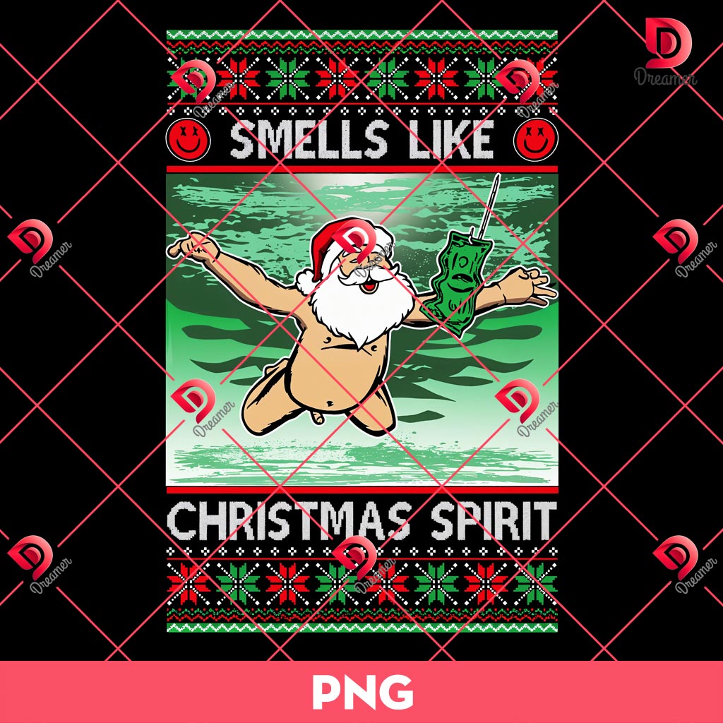 Santa Claus Smells Like Christmas Spirit PNG, Funny Christmas PNG