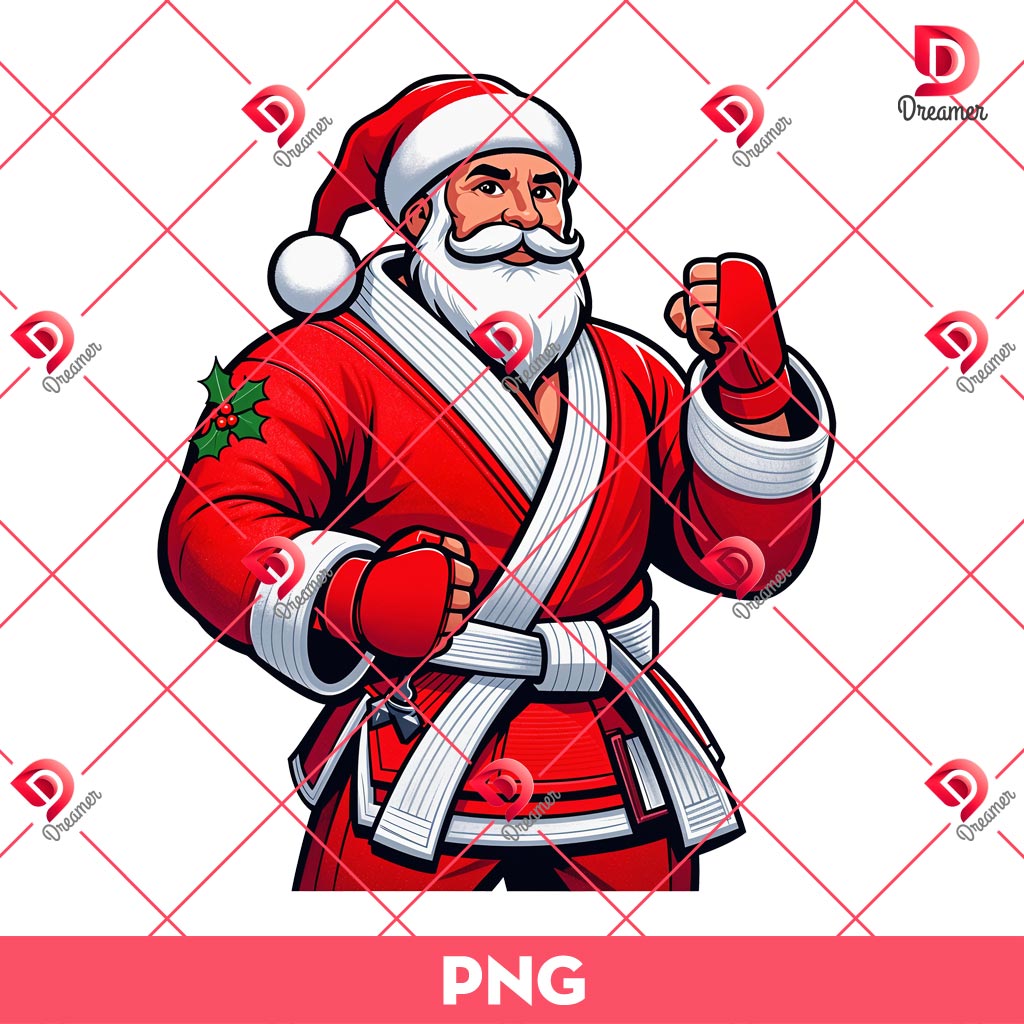 Santa Claus Wearing Jiu Jitsu Outfits PNG, Christmas Santa Sport PNG