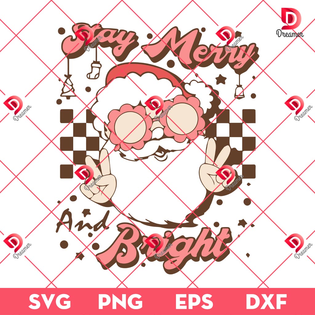 Santa Stay Merry And Bright SVG PNG, Retro Santa Claus Christmas SVG PNG