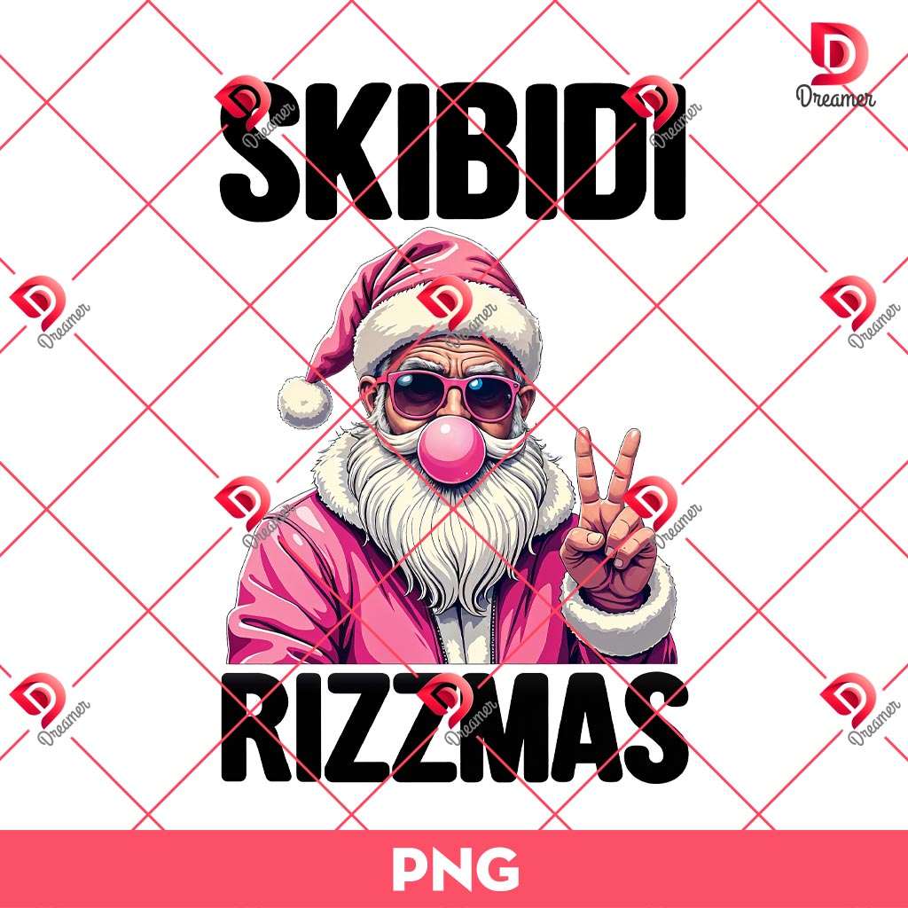 Skibidi Rizzmas PNG, Santa Blowing Bubble PNG
