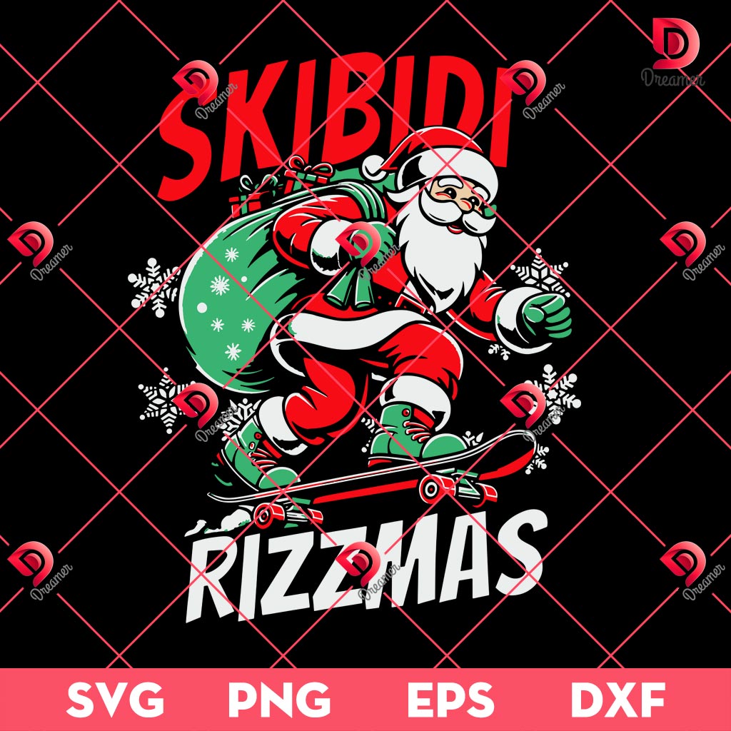 Skibidi Rizzmas Santa Claus SVG PNG, Funny Merry Christmas 2024 PNG SVG