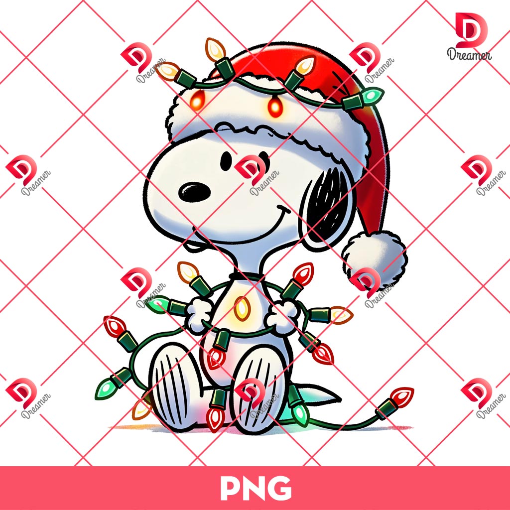 Snoopy Christmas Lights PNG, Merry Christmas Snoopy Peanuts Cartoon PNG