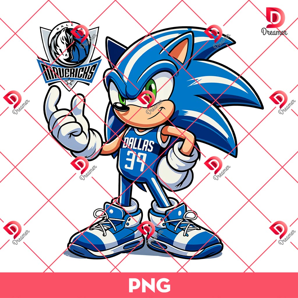 Sonic Dallas Mavericks NBA PNG, Sonic Basketball Mavericks Player PNG