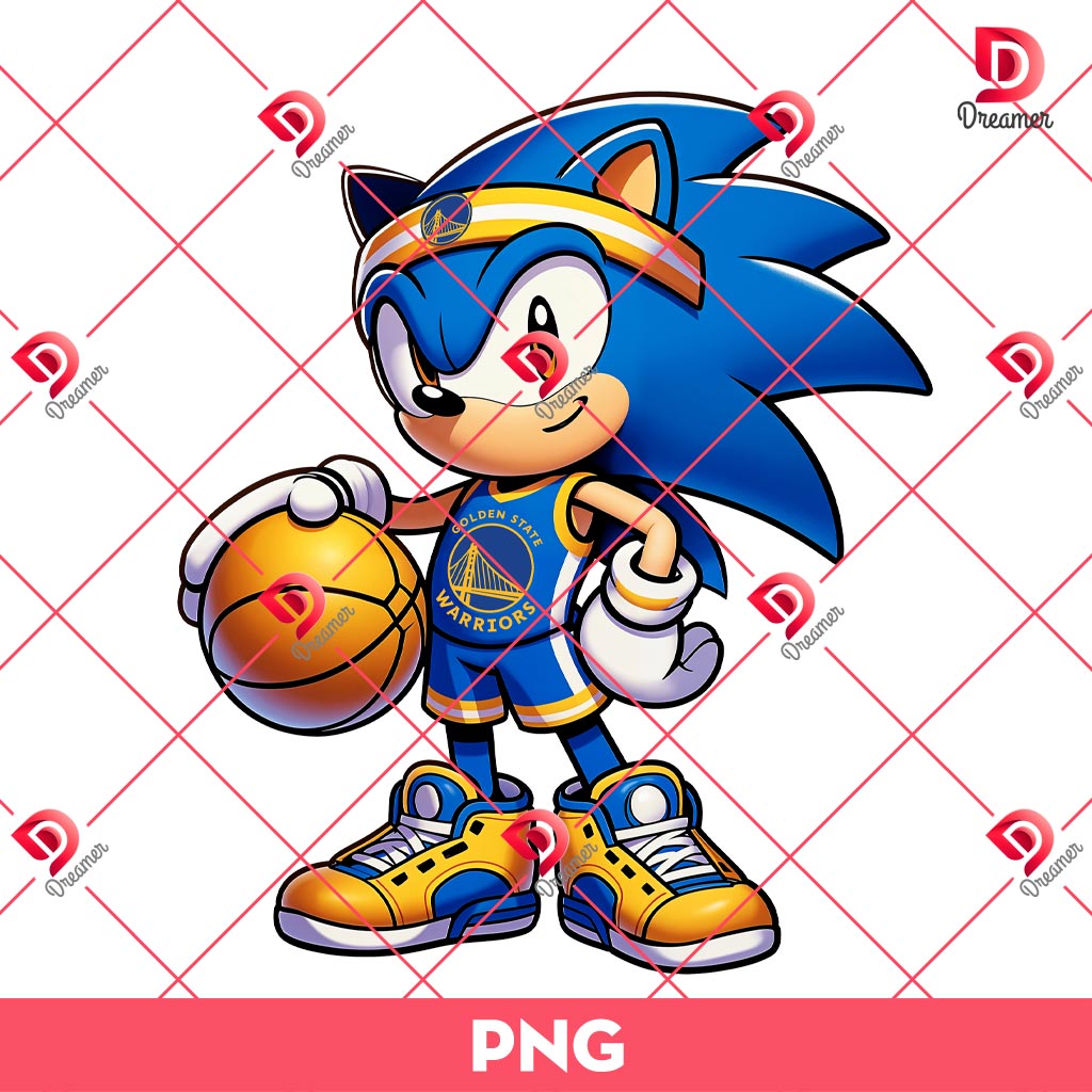 Sonic NBA Warriors Player PNG, Sonic Basketball Golden State Warriors PNG