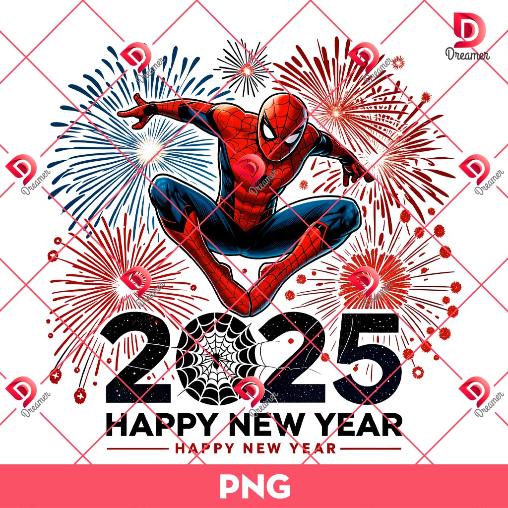 Spiderman Happy New Year 2025 PNG