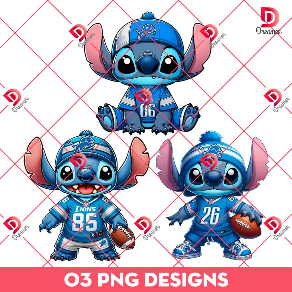 Stitch Detroit Lions PNG Bundle, NFL Lions Football Stitch PNG Bundle