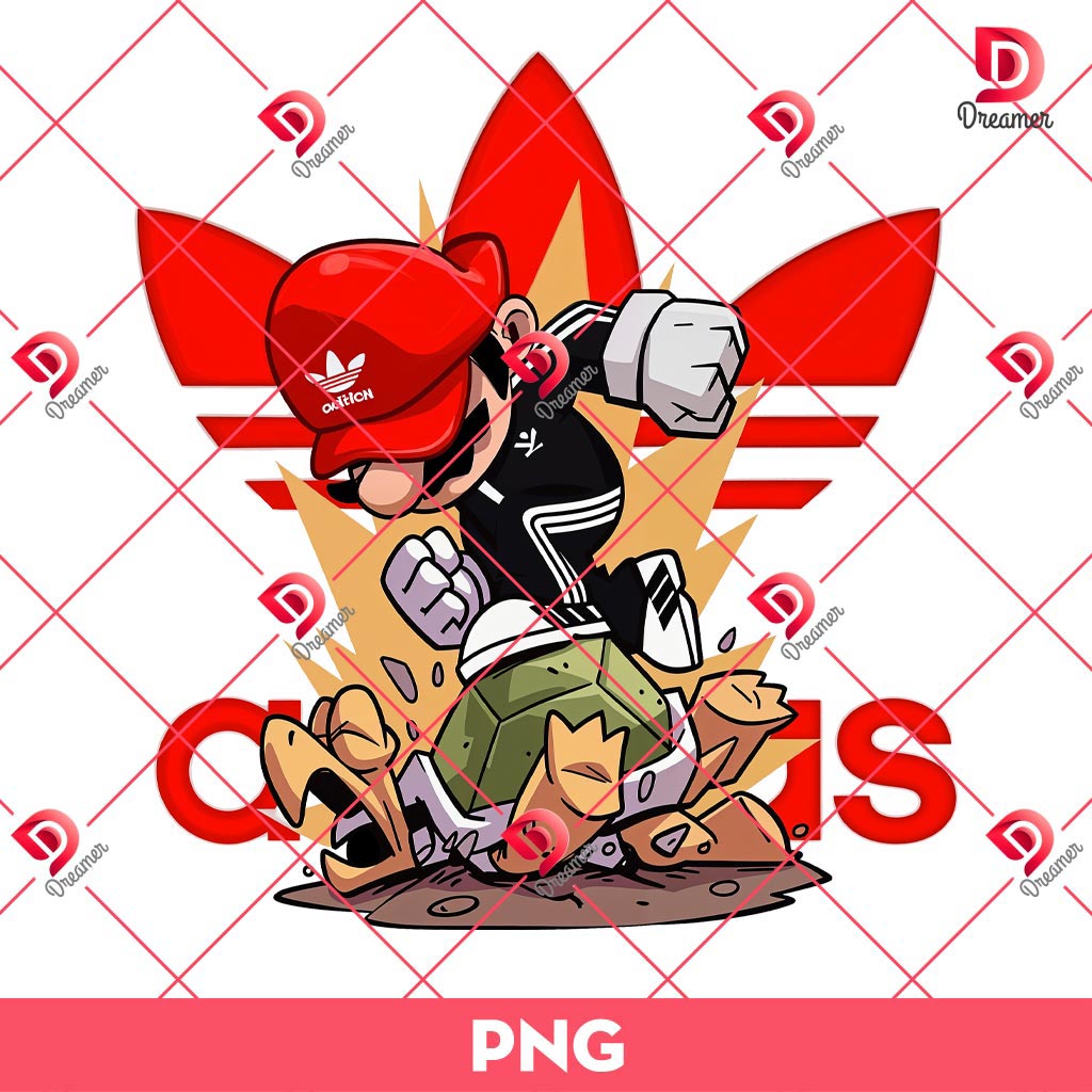 Super Mario Wearing Adidas Fashion PNG, Super Mario Adidas Outfits PNG